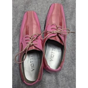 Viotti Lace Up Striped Satin Patent Oxford Tuxedo Dress Shoes Size 8.5